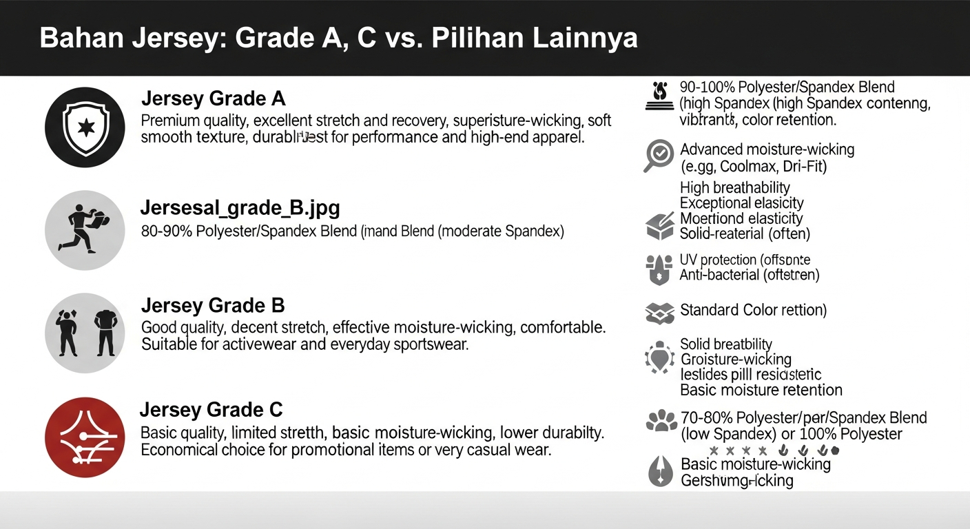 bahan jersey grade A B C perbedaan