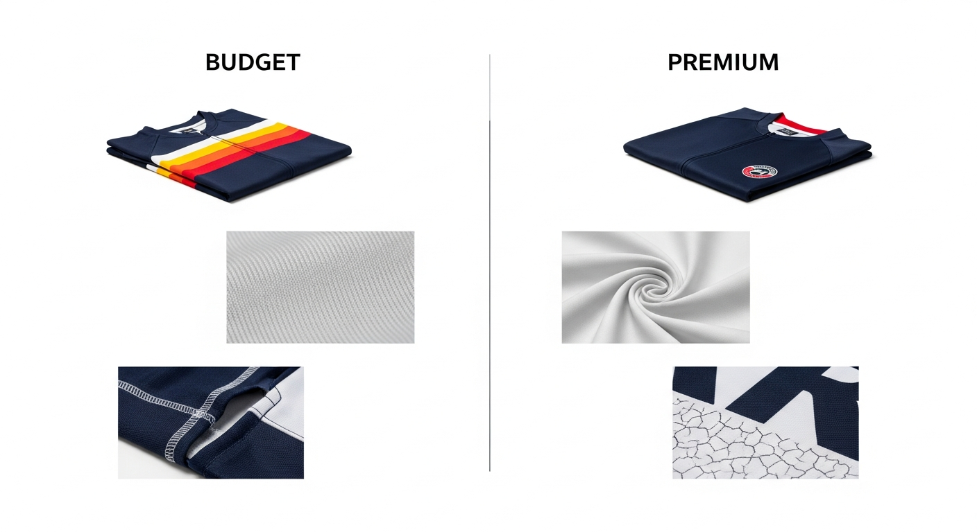 harga jersey murah vs premium